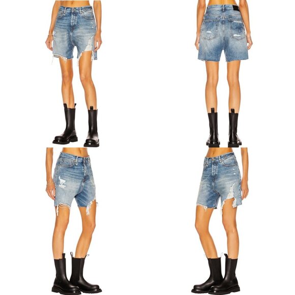 New R13 Marky Drop Short Jeans Size 24 Bain Wash Blue Denim Distressed Faded - Picture 15 of 16